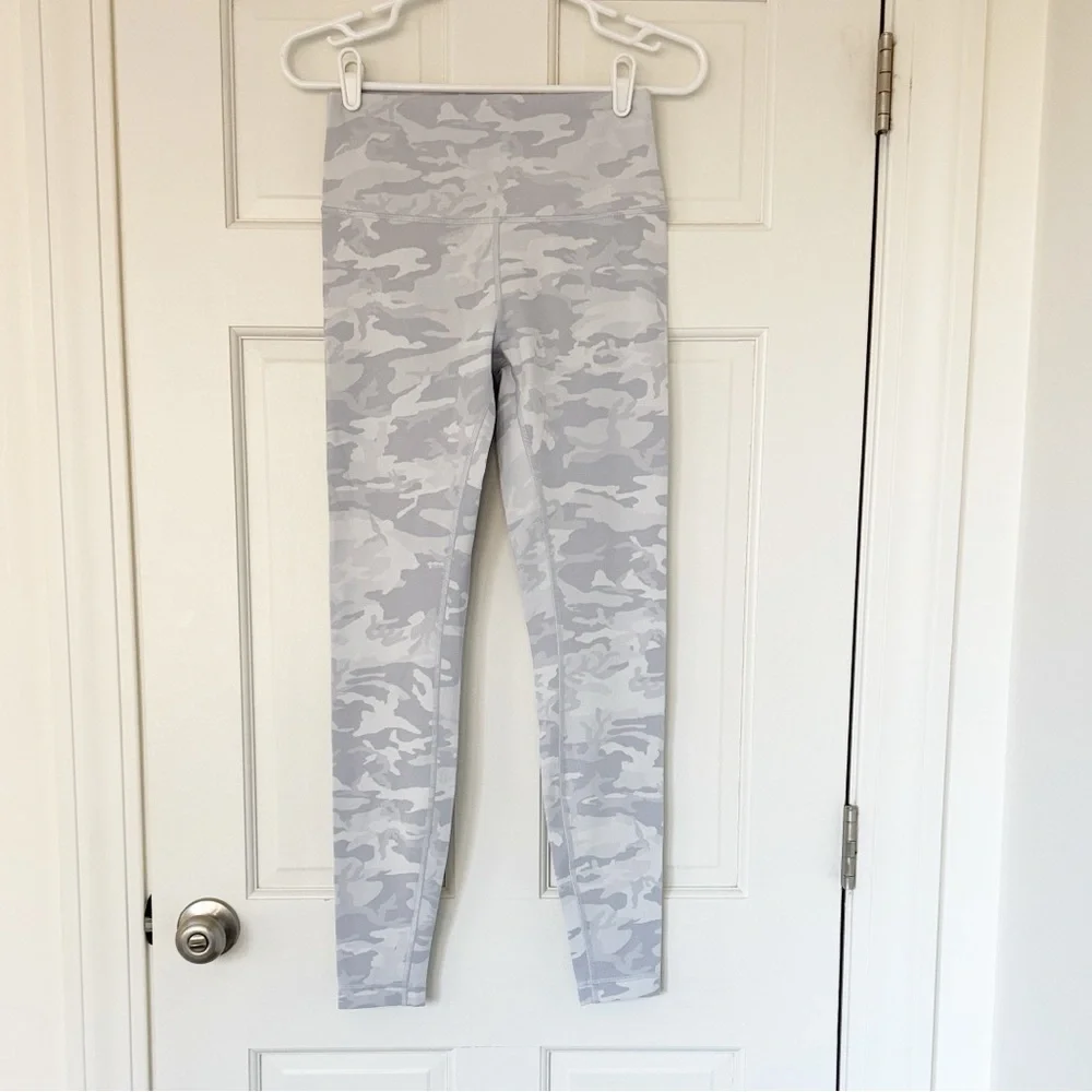 LULULEMON leggings size 8 camo jacquard alpine white high waist full length grey - Picture 2 of 6